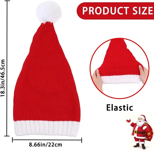 Miniatura 2 de DIYDEC Paquete de 2 sombreros de Papá Noel, gorro de Navidad rojo de Papá Noel para adultos y niños, cálido gorro de Navidad para Navidad