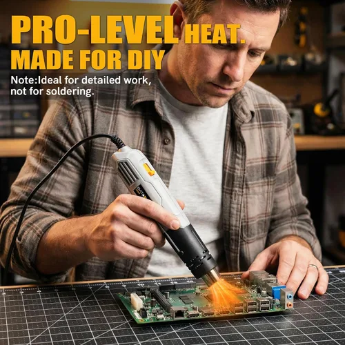 Miniatura 8 de BATAVIA - Pistola de aire caliente de calor rápido de 380 W con tecnología de calor uniforme y fusibles de doble protección, 2 temperaturas