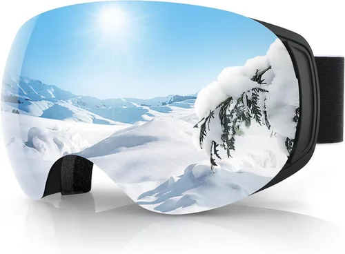 Miniatura 9 de findway Gafas de esquí OTG para mujeres, hombres, adultos, jóvenes - Sobre gafas, gafas de nieve - Lente intercambiable, gafas de snowboard antivaho
