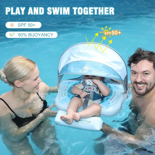 Miniatura 2 de Flotadores para bebé para piscina con dosel toldo de protección solar extraíble Mambobaby Float No Inflable Mejora Añadir cola Evitar Voltear