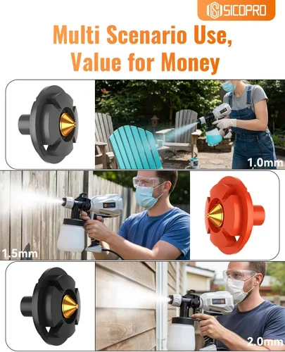 Miniatura 6 de Pulverizador de pintura, pulverizador de pintura para pintura de casas, césped y jardín, pistola de pintura en aerosol HVLP, pistola pulverizadora