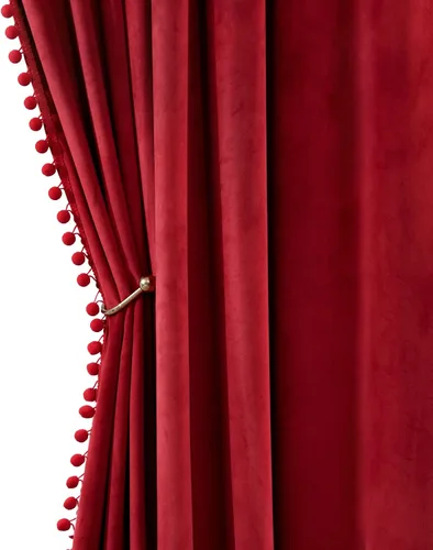 Miniatura 8 de MIULEE - Cortinas de terciopelo con pompones amarillo mostaza para habitación/sala de estar, cortinas opacas para otoño, aislantes térmicos, de 84