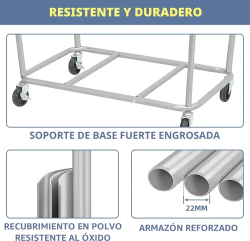 Miniatura 5 de STORAGE MANIAC Cesto de lavandería comercial con marco de acero resistente, carro de cesta de lavandería industrial de 320 L con ruedas para hotel