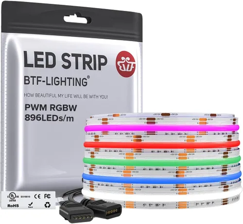 Miniatura 19 de BTF-LIGHTING FCOB COB Tira de luz LED RGBW 6500K 896LED/m 3m DC12V Flexible de cambio de color de alta densidad y luz uniforme de 12mm de ancho