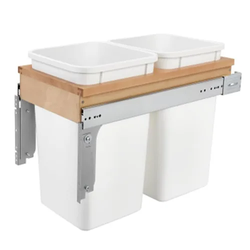 Rev-A-Shelf Botes de basura de cocina de 27 cuartos de galón de montaje superior con toboganes de extensión completa clasificados de 150 libras,