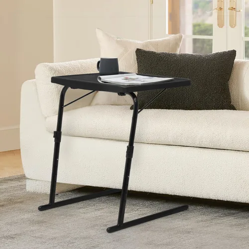 Miniatura 10 de Magshion Bandeja de TV inclinable ajustable de 22 pulgadas, mesa para cena en cama o sofá, cómoda mesa negra plegable con 3 ajustes de ángulo