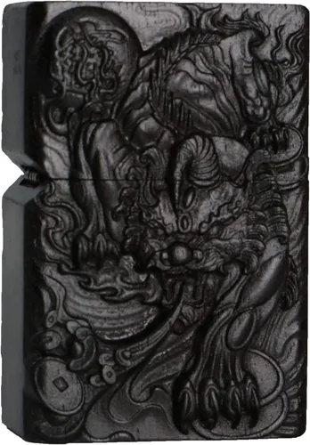 Miniatura 12 de Caja de carcasa de madera de ébano negro natural tallada para módulo Zippo (Serpiente Cobra)