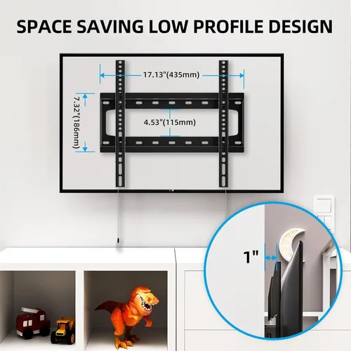 Miniatura 3 de HOME VISION Soporte de pared para TV fijo para la mayoría de televisores planos/curvados de 26-65 pulgadas con VESA máx. 400x400mm hasta 99 libras
