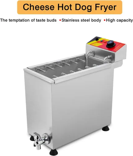Miniatura 7 de Freidora eléctrica comercial de 24L de acero inoxidable con queso coreano para perros calientes, máquina de freír mozzarella con ganchos, freidora
