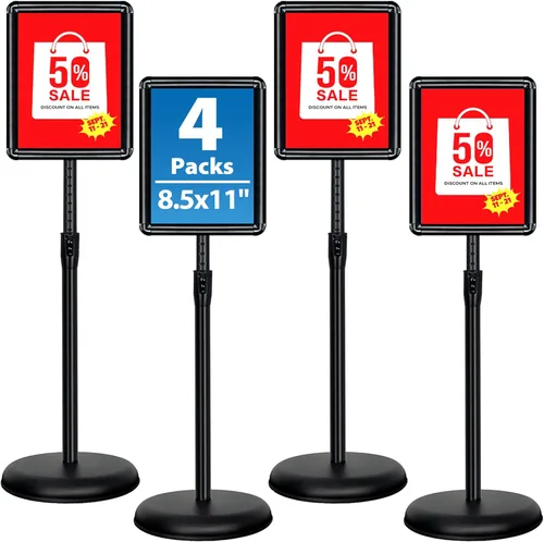 Miniatura 13 de Paquete de 6 soportes para letreros para exhibición de 11 x 17 pulgadas, soporte ajustable para letreros de pie en el suelo, soporte para póster