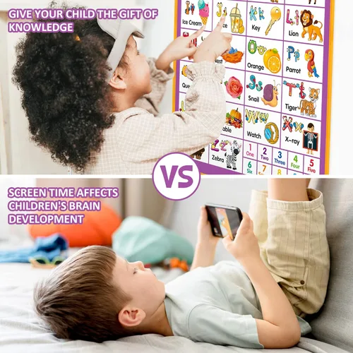 Miniatura 4 de Tabla de pared del alfabeto, ABC parlante, póster musical, juguetes de aprendizaje para niños pequeños de 2 a 4 años, juguetes interactivos