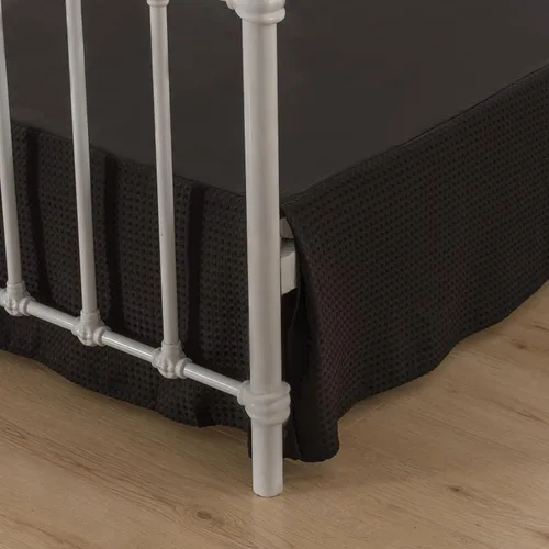 Falda de cama tamaño Full - Faldones de 30 cm de caída con esquinas divididas, falda de cama plisada con textura de gofre, ajustable para el polvo,