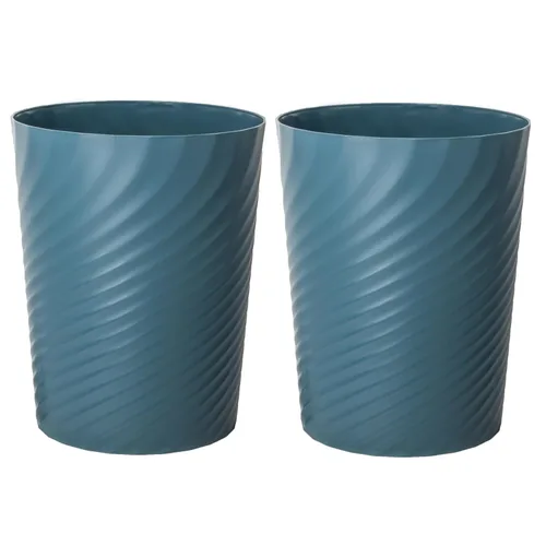 Miniatura 15 de UUJOLY Cubo de basura de plástico, cesta de basura para baños, cocinas, oficinas, habitaciones de niños, verde azulado Azul Oscuro