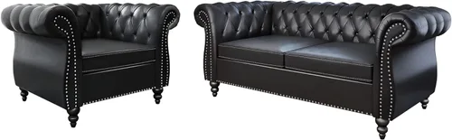 Miniatura 49 de QHITTY Juego de 2 piezas para sala de estar, Sofá Seccional Chesterfield Silla Contemporáneo Tapizado de Terciopelo Loveseat Juego de Sofás
