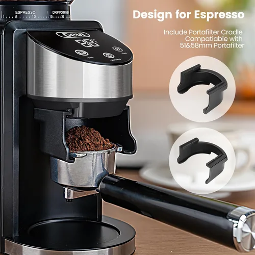 Miniatura 5 de Gevi Molinillo de Café Eléctrico, Molinillo de Granos de Café con 35 Configuraciones de Molienda para Espresso, Goteo, Prensa Francesa, Molinillo