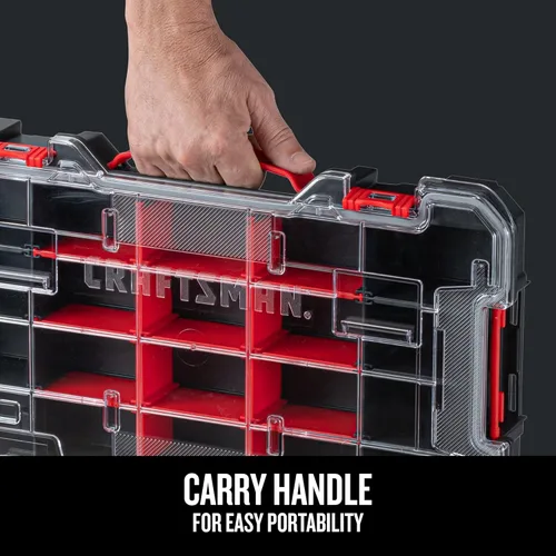 Miniatura 8 de CRAFTSMAN VERSASTACK Organizador de almacenamiento, organizador de piezas pequeñas, 20 compartimentos, tapa incluye pestillo seguro (CMST17828)