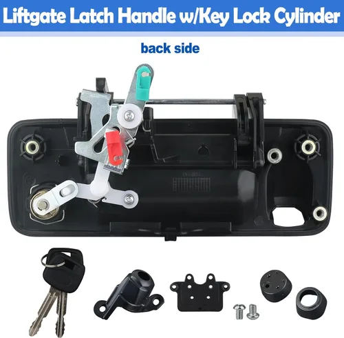 Miniatura 6 de Osompar Manija de cierre con llave para puerta trasera compatible con Toyota Tundra 2014-2021 Toyota Tacoma 2016-2021 con cámara trasera, textura