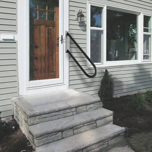 Miniatura 5 de Paquete de 2 pasamanos de escalera para 1-3 escalones, barandillas negras de 27.5 pulgadas para exteriores, barandillas de escalera para interiores