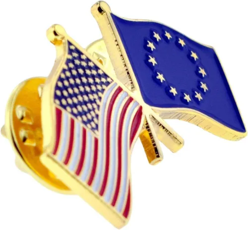 Miniatura 144 de PinMart Pin de solapa esmaltado con bandera de la amistad cruzada de Estados Unidos y el mundo