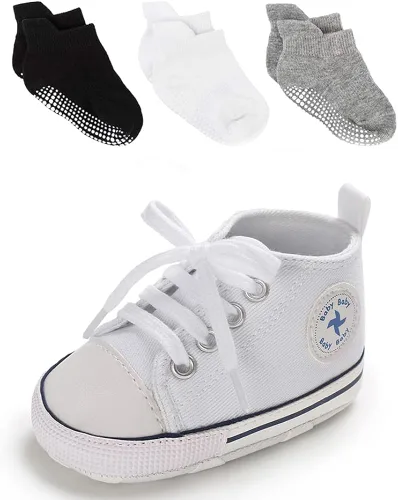 eitwo Zapatos de lona suave unisex para bebés y niñas, ligeros y antideslizantes para recién nacidos y niños pequeños