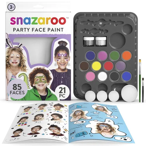 Miniatura 7 de Snazaroo Face Paint Kit Ultimate Party Pack,12-Color Palette with Brush, Sponge, Bio-Glitter and Guide - Non-Toxic, Water-Based, Easy Application