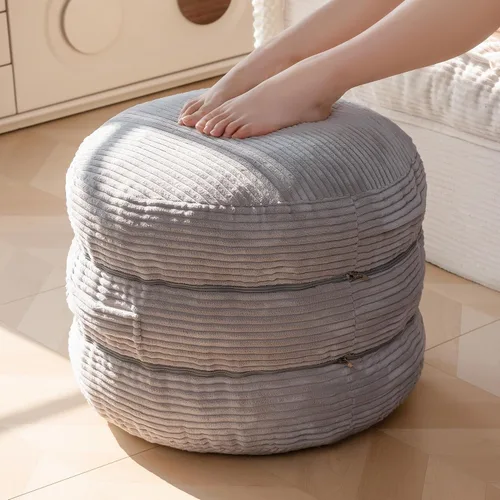 Miniatura 16 de HIGOGOGO Puf otomano relleno redondo moderno relleno de espuma pufs de 20 x 18 pulgadas, otomanos modulares separados en cojines de suelo para silla