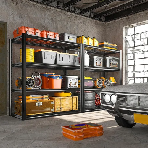 Miniatura 2 de REIBII - Estantería de garaje de 40" de ancho, estantes de almacenamiento de 2240 LBS, estantes ajustables de metal resistentes, 4 estantes de metal