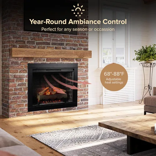Miniatura 4 de Modern Ember Uptown - Inserto de chimenea eléctrica inteligente de 33 pulgadas con kit de molduras de 3 pulgadas, compatible con Alexa, incluye Kit