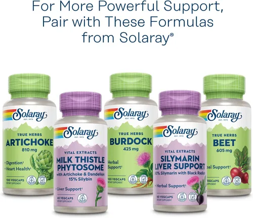 Miniatura 8 de SOLARAY Extracto de semilla de cardo mariano de 350 mg garantizado para contener 80% de silimarina, soporte hepático tradicional, vegano