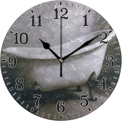 Miniatura 42 de JUNZAN Reloj de bañera con vino romántico espumoso y velas, reloj de pared silencioso de 10 pulgadas, pequeño reloj redondo, decoración de cocina