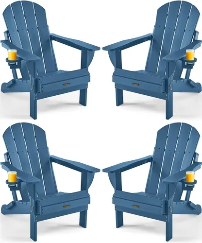 Miniatura 35 de Ciokea Silla Adirondack plegable con textura de madera, silla Adirondack para patio, resistente a la intemperie, silla de plástico para hoguera