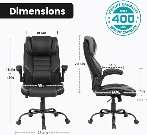 Miniatura 2 de Silla de oficina ejecutiva grande y alta, 400 libras para personas pesadas, silla de escritorio ergonómica para computadora con soporte lumbar