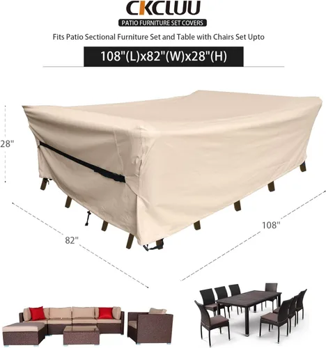 Miniatura 7 de Fundas para Juego de Muebles de Patio Impermeables Funda para Juegos de Conversación de Patio Funda para Sofá Seccional de Exterior Fundas