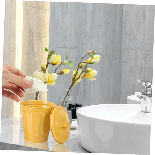 Miniatura 9 de Mini cubo de basura con tapa de hierro galvanizado, papelera de escritorio resistente para cocina y oficina
