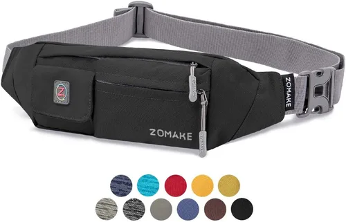 ZOMAKE Small Crossbody Fanny Pack for Women Men, Runner Belt Bag with Adjustable Strap, Water Resistant Waist Bag for Running