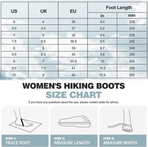 Miniatura 7 de R CORD Botas de senderismo para mujer, impermeables, ligeras, botas de senderismo con soporte para el tobillo, zapatos de senderismo, botas