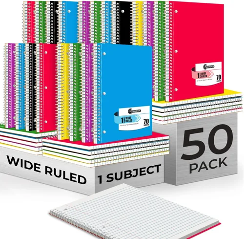 Miniatura 10 de Rosmonde Cuadernos en espiral, paquete de 12, 1 cuaderno de materia, rayas anchas, 70 hojas, 8 x 10-1/2 pulgadas, 3 agujeros perforados, suministros