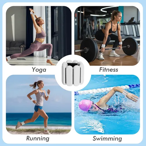 Miniatura 7 de Pesas de muñeca y tobillo para mujer, pesas ajustables para tobillo, pulseras de silicona para entrenamiento de fuerza, pesas de muñeca y tobillo