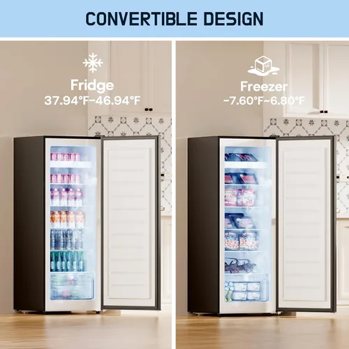 Miniatura 4 de Upstreman - Congelador vertical de 7.0 pies cúbicos, congelador grande de pie color negro con 5 estantes ajustables, refrigerador/congelador