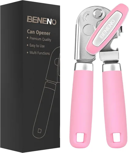 Beneno - Abridor de latas manual de mano resistente con imán, hoja duradera y afilada de acero al carbono de corte suave, gran perilla para ahorrar