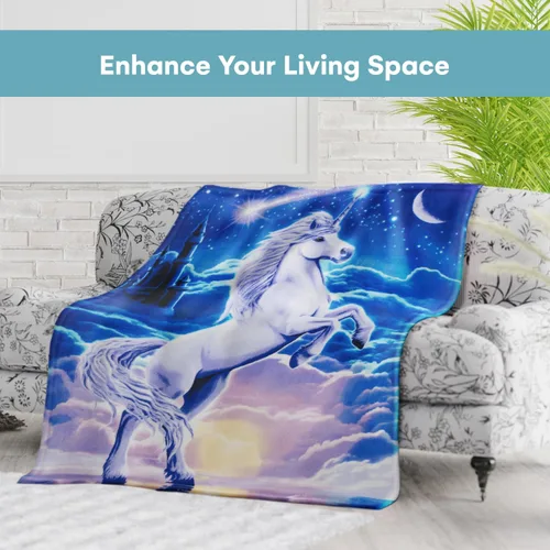 Miniatura 7 de Dawhud Direct Manta Decorativa de Unicornio - 50x60 Pulgadas Manta de Vellón de Unicornio Suave y Felpa para Niñas y Niños - Acogedora Manta I Reino