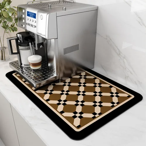 Miniatura 11 de AMOAMI Tapete de café absorbente con parte trasera de goma para secar platos para encimera de cocina, accesorios de bar para debajo de la cafetera