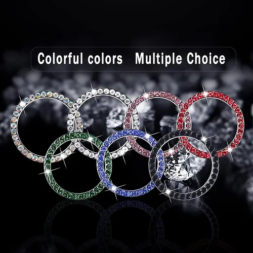 Miniatura 6 de Bling Car Ring Smblem Sticker, Accesorios Brillantes para Automóvil para Botón de Arranque, Llave de Encendido y Anillo de Perilla Verde