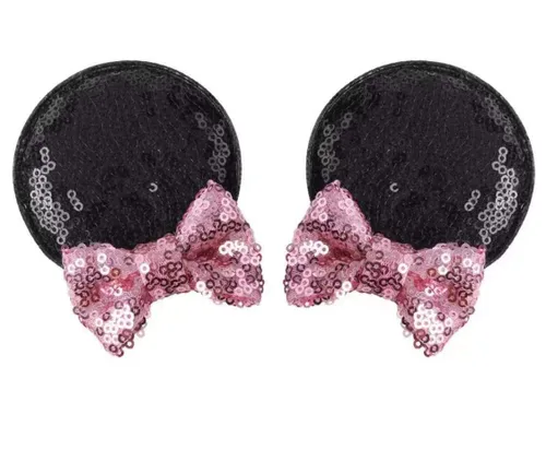 Miniatura 20 de CLGIFT Diadema para el pelo, Minnie Ears para bebé/niño pequeño, diadema flexible, lentejuelas en ambos lados, lilo, niñas