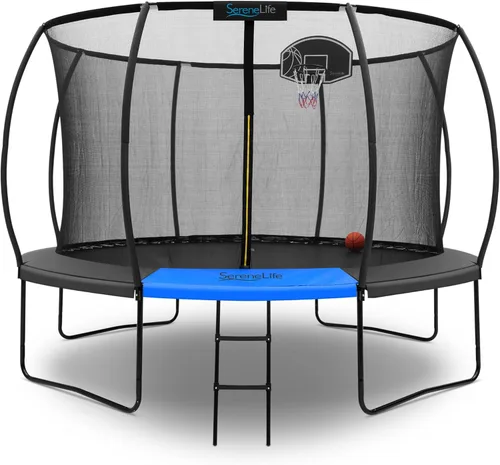 Miniatura 10 de SereneLife Trampoline Outdoor 10FT 12FT 14FT with Enclosure Net, Ladder and Anti-Rust Coating - ASTM Approved Recreational Trampolines - Heavy Duty