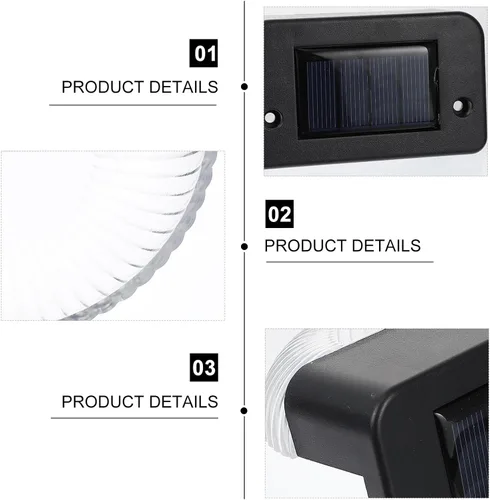 Miniatura 7 de OSALADI 4 Pcs Black Solar Fence Lights Outdoor Wall Lamps Energy-Saving LED for Garden Patio Deck Step Lighting