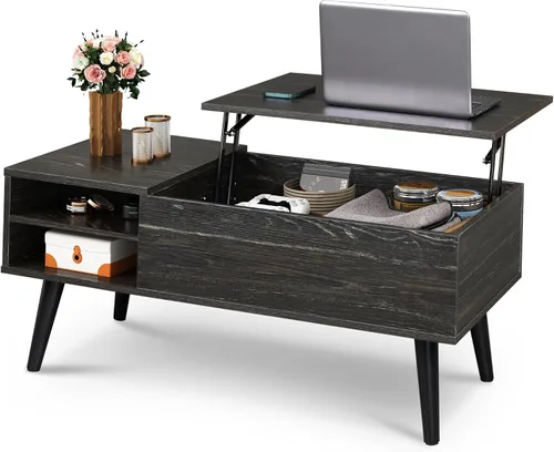 Miniatura 11 de WLIVE Mesa de centro con tapa elevable para sala de estar, mesa de centro pequeña con almacenamiento, estante ajustable y compartimento