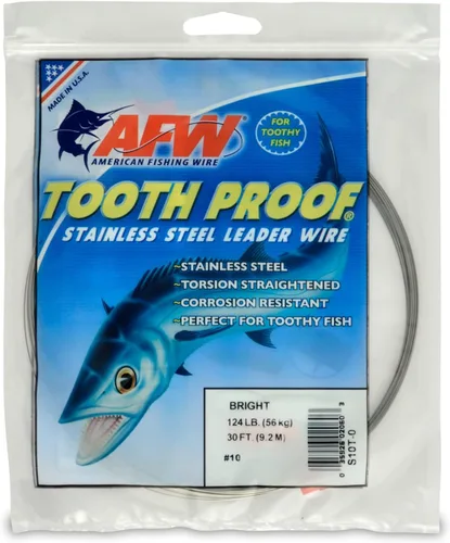 Miniatura 54 de AFW Alambre Líder Duro de Una Hebra de Acero Inoxidable a Prueba de Dientes - Brillante y Camuflaje para Tiburón, Barracuda, Caballa Real, Wahoo