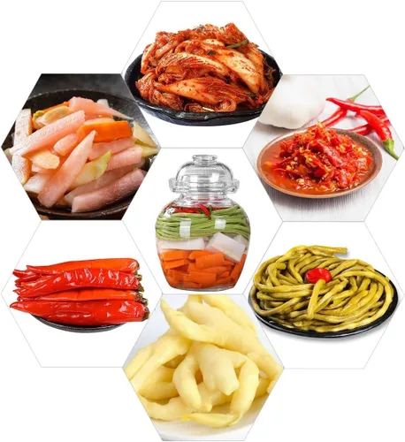 Miniatura 3 de Tarro de vidrio con tapa para pepinillos, tarro de fermentación de 1,5 L para pepinillos, kimchi, chucrut, kombuch, verduras, paocai, espesante
