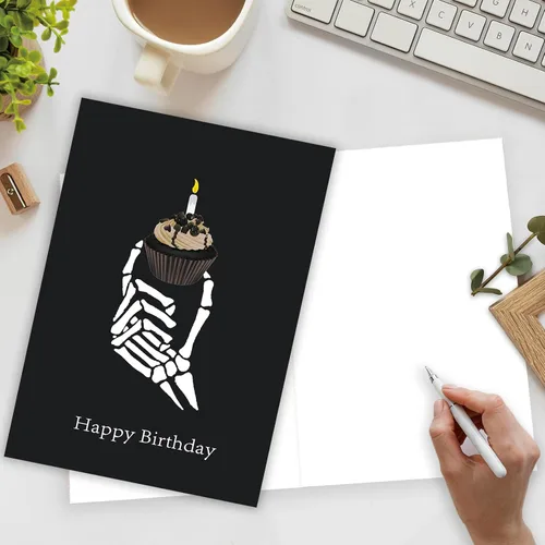 Miniatura 3 de Ziwen Tarjeta de Cupcake de Cumpleaños Grosera, Regalos Divertidos del Día Gótico para Ella y Él, Tarjeta de Feliz Cumpleaños para Hombres